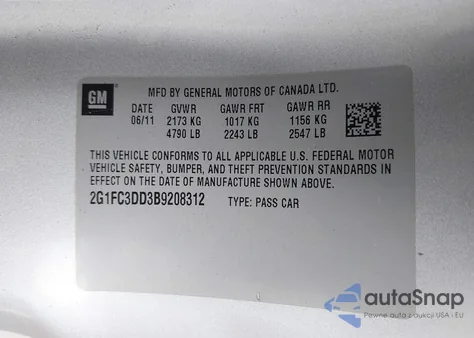 2011 Chevrolet Camaro 2Lt from USA, damaged, VIN 2G1FC3DD3B9208312